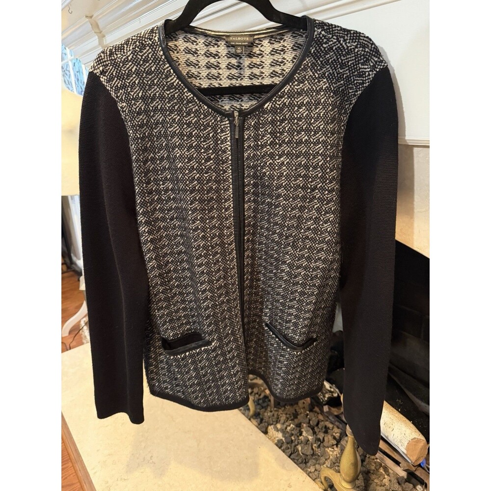 Talbots Pure Merino Wool Long Sleeve Zip Front Blazer Size XL